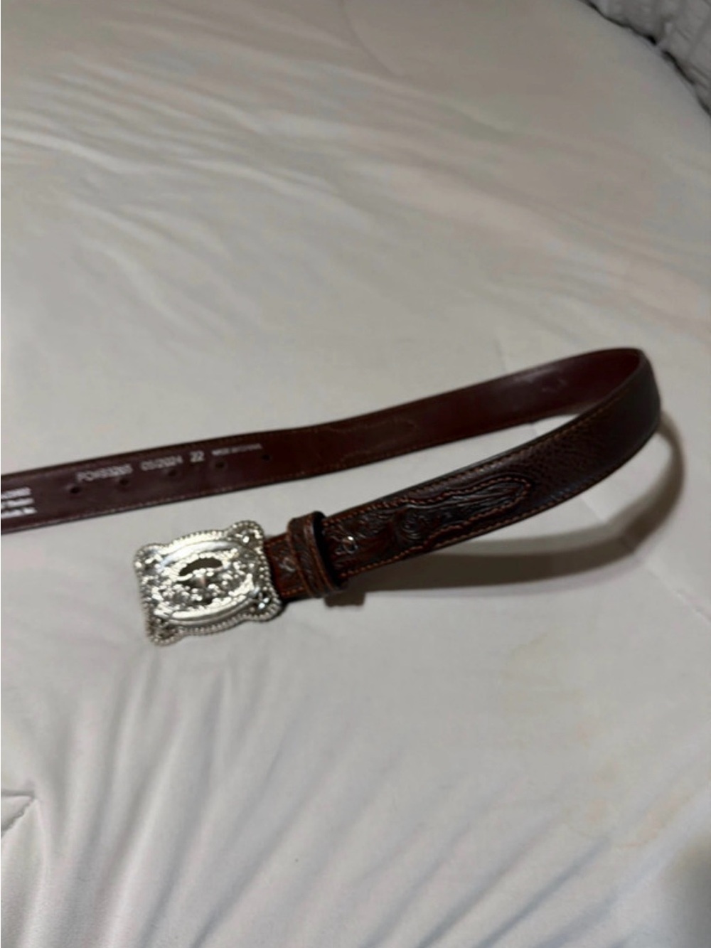 Nocona Dark Brown Kids Western Leather Belt with Silver Buckle